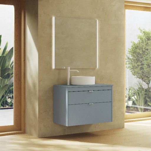 Mueble de baño Logika Compact suspendido 2 cajones sobre encimera de Royo con diferentes opciones [0]