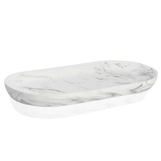 Conjunto completo sobremesa ceramica efecto marmol blanco y negro de Andrea [3]
