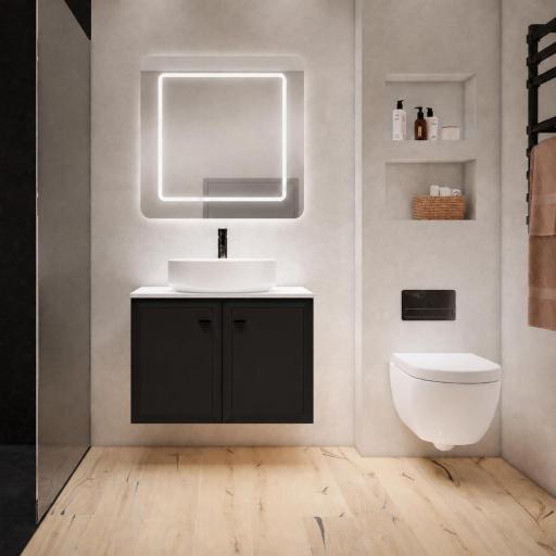 Mueble de baño Delta 2 puertas suspendido sobre encimera de Visobath [2]