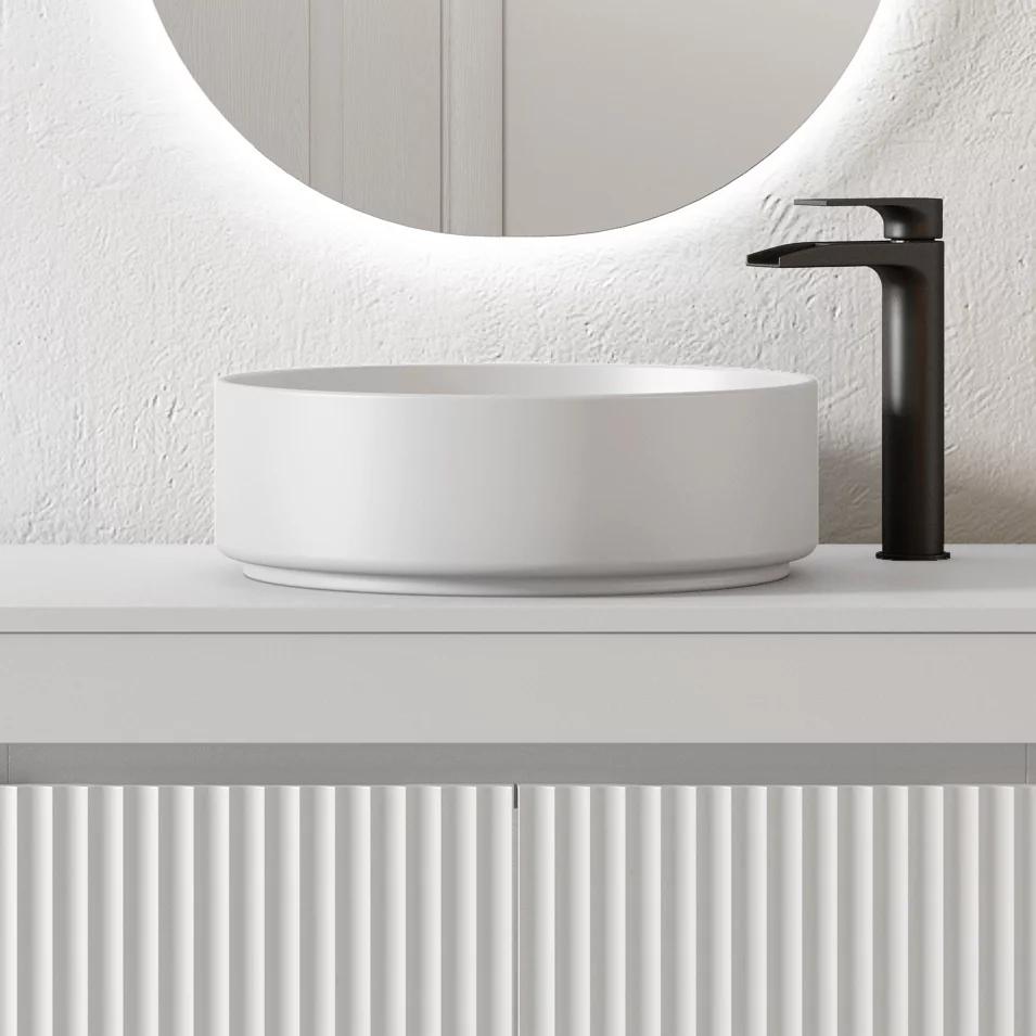 Mueble de baño suspendido de 80 cm con lavabo sobre encimera color griggio  Modelo Granada