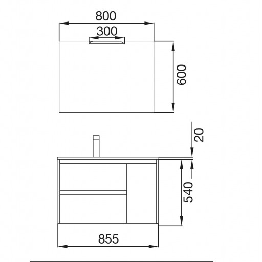Conjunto completo mueble de baño Noja suspendido 2 cajones + 1 puerta lacado blanco alto brillo de Salgar [2]