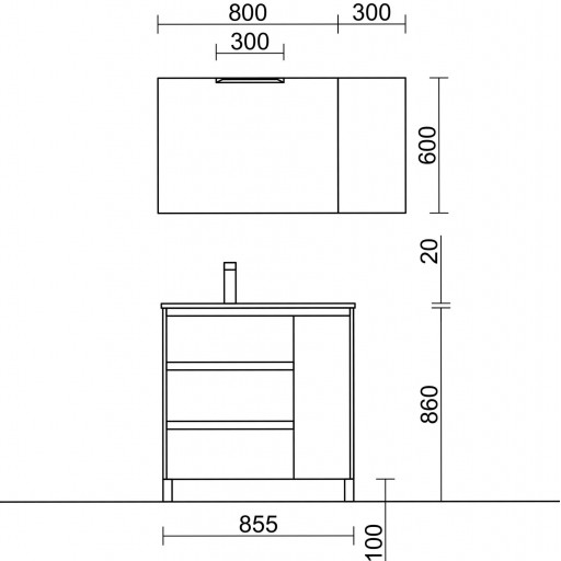Conjunto completo mueble de baño Arenys con patas 3 cajones + 1 puerta lacado blanco alto brillo de Salgar [2]
