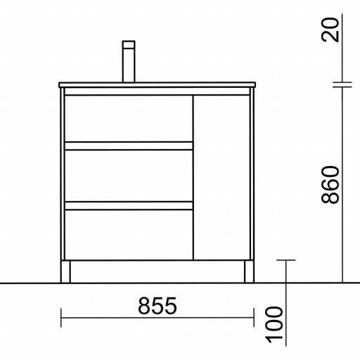 Mueble de baño Arenys con patas 3 cajones + 1 puerta roble caledonia de Salgar [2]