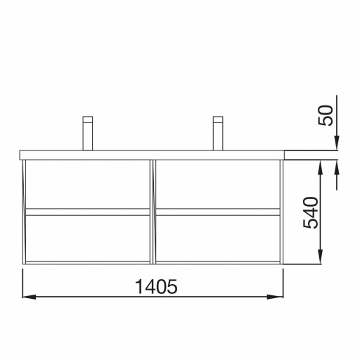 Mueble de baño Noja suspendido 140 cm 4 cajones roble caledonia de Salgar [1]