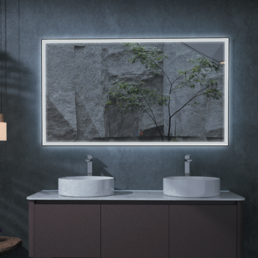Espejo de baño Suiza con luz perimetral rectangular de Ledimex