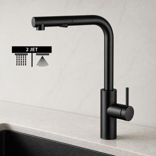 Grifo de cocina monomando Oporto black gun metal de Imex