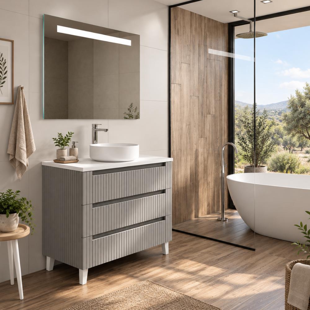 Mueble de baño sobre encimera Lineal 3 cajones con patas de Batoni