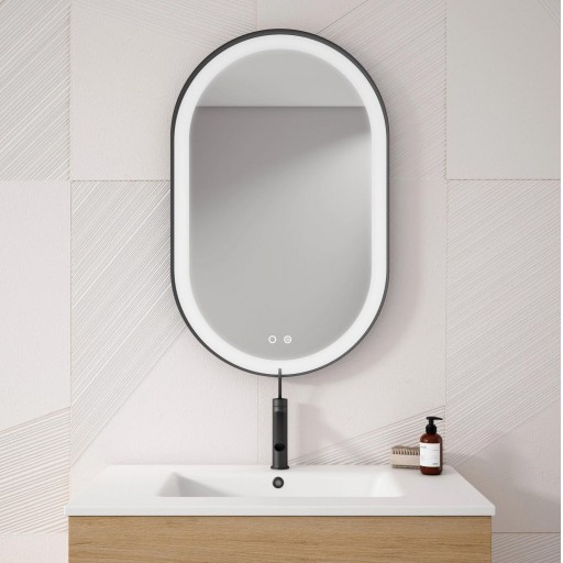 Espejo de baño Loira con luz frontal ovalado promo de Visobath