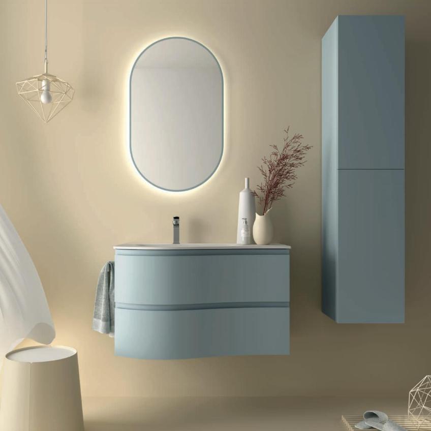Mueble de baño suspendido 2 cajones con lavabo color Cotton Modelo Arco