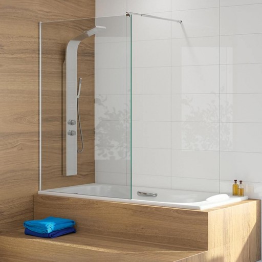 Mampara de baño S300 panel fijo plata brillo de Kassandra