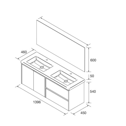 Mueble de baño Noja suspendido 2 cajones y 2 puertas 140 cm de Salgar [7]