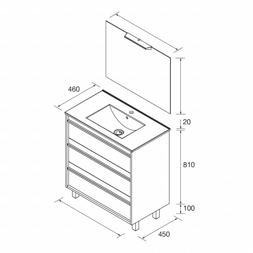 Mueble de baño Attila con patas 3 cajones white satin de Salgar [2]