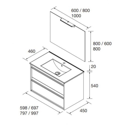 Mueble de baño Attila suspendido 2 cajones black satin de Salgar [2]