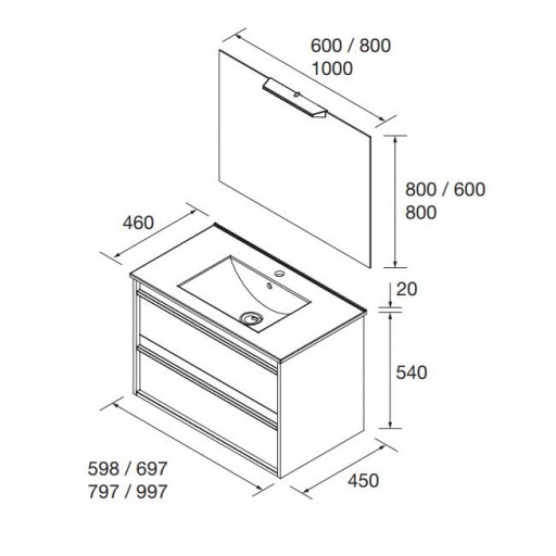 Mueble de baño Attila suspendido 2 cajones white satin de Salgar [2]