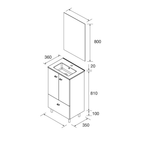 Mueble de baño Inara con patas 1 cajon y 2 puertas de Salgar [5]