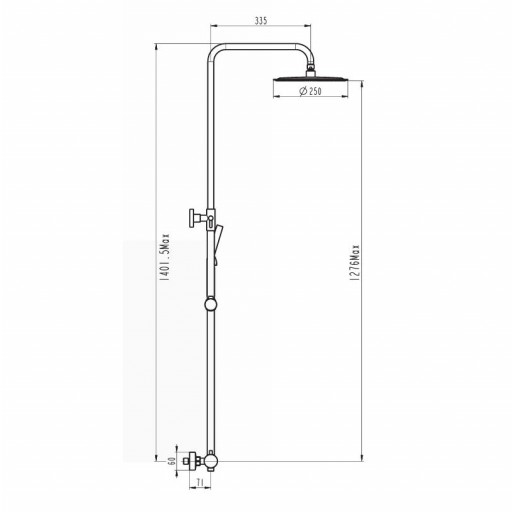 Columna de ducha monomando Inverter redondo negro mate de Gme [1]