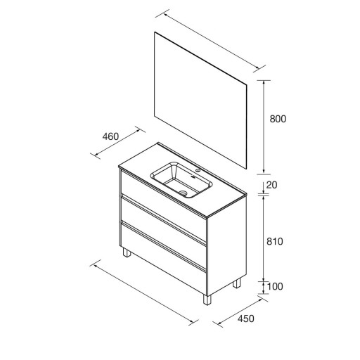 Mueble de baño Noja con patas 3 cajones de Salgar [7]