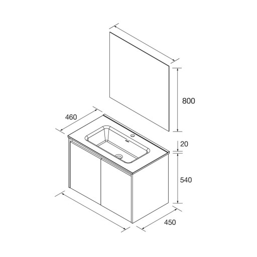 Mueble de baño Noja suspendido 2 puertas de Salgar con diferentes acabados [7]