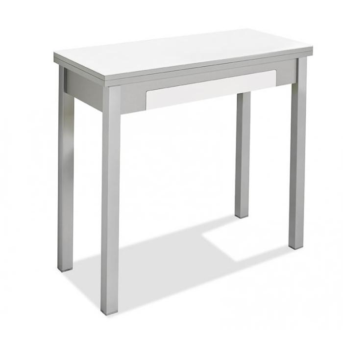Comprar Mesa Meri extensible rectangular encimera laminado blanco y patas  aluminio de Velasco baratos