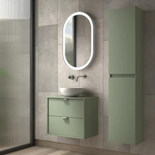 Mueble de baño Midi fondo reducido suspendido 2 cajones sobre encimera de Visobath con diferentes opciones [0]