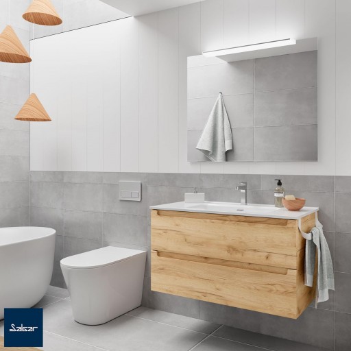 Mueble de baño Monterrey suspendido 2 cajones de Salgar con diferentes acabados