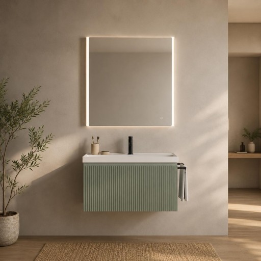 Mueble de baño Vora suspendido 1 cajon con lavabo cairo promocion de Royo en diferentes acabados