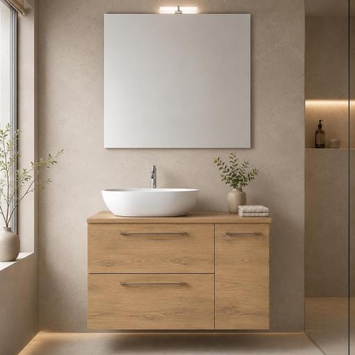 Mueble de baño sobre encimera Carmen 2 cajones 1 puerta suspendido estructura oculta de Avila dos [2]
