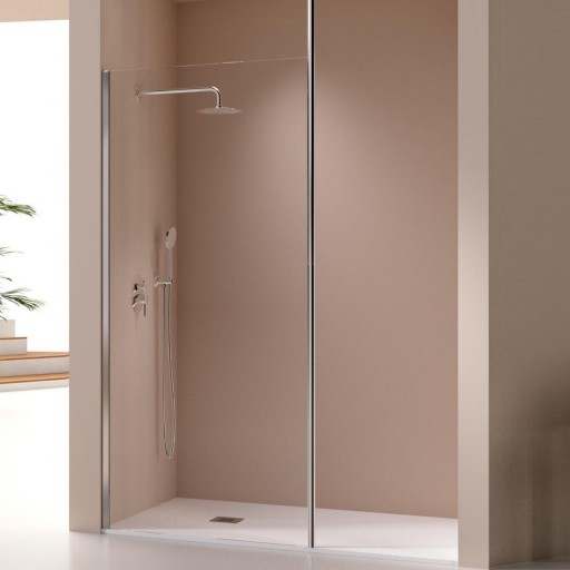 Mampara panel fijo Fresh Levante 1 hoja fija acero inox para ducha de Kassandra