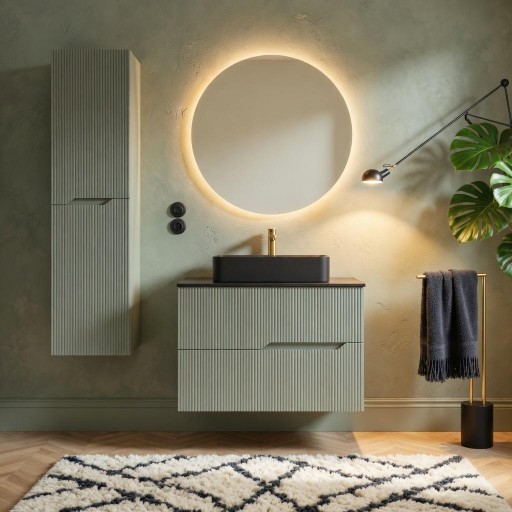 Mueble de baño Bamboo suspendido 2 cajones lavabo sobre-encimera de Coycama con diferentes opciones
