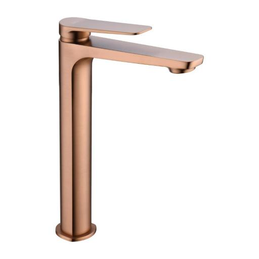 Grifo lavabo alto monomando Napoles oro rosa cepillado de Imex