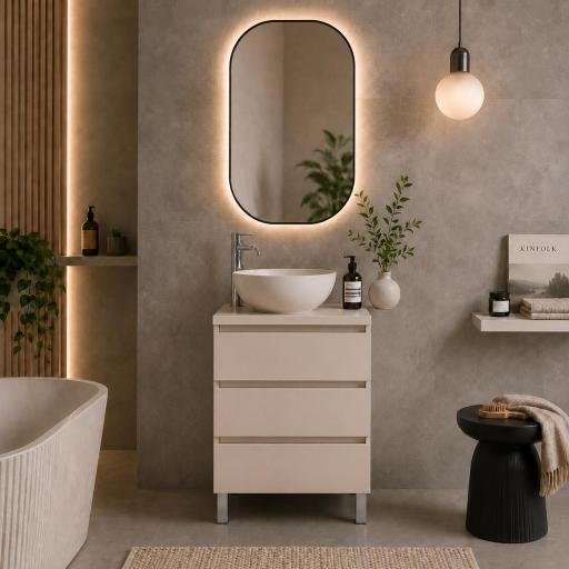 Mueble de baño de fondo reducido sobre encimera Nido 3 cajones con patas de Visobath [3]