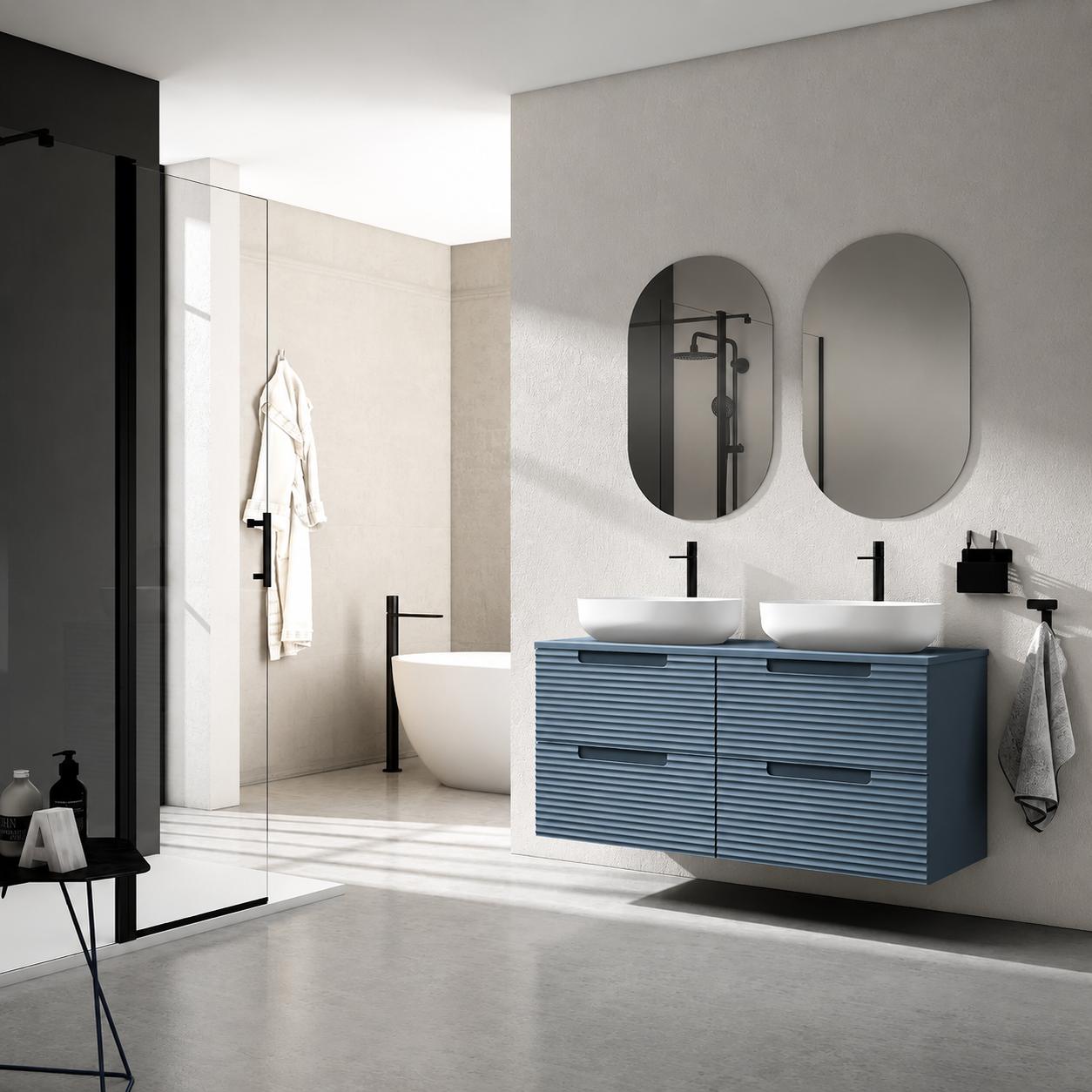 Mueble de baño suspendido 4 cajones 2 senos sobreencimera Kyoto de Visobath
