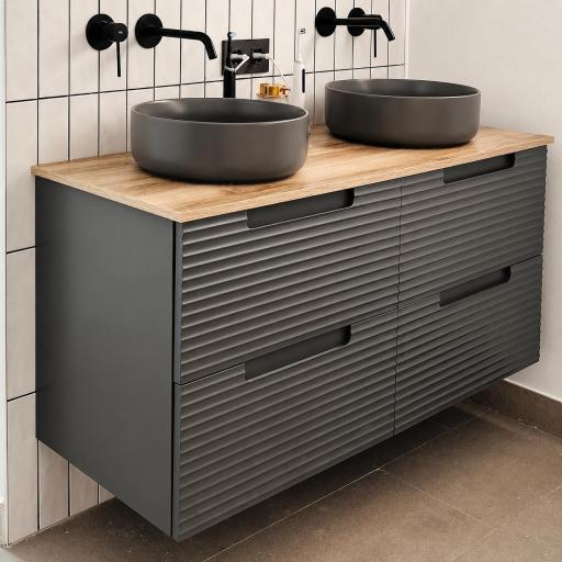 Mueble de baño suspendido 4 cajones 2 senos sobreencimera Kyoto de Visobath [3]