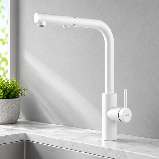 Grifo de cocina monomando Oporto blanco mate de Imex