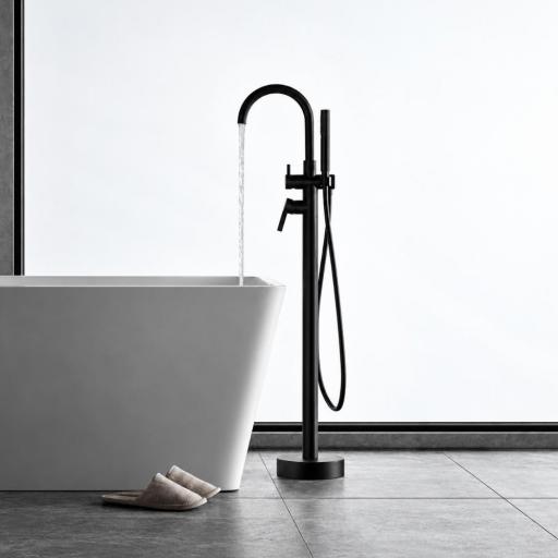 Grifo de bañera exenta monomando Round negro mate de Gme