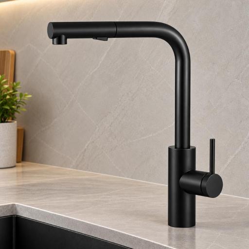 Grifo de cocina monomando Oporto negro mate de Imex