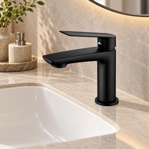 Grifo lavabo monomando Luxor negro mate de Imex