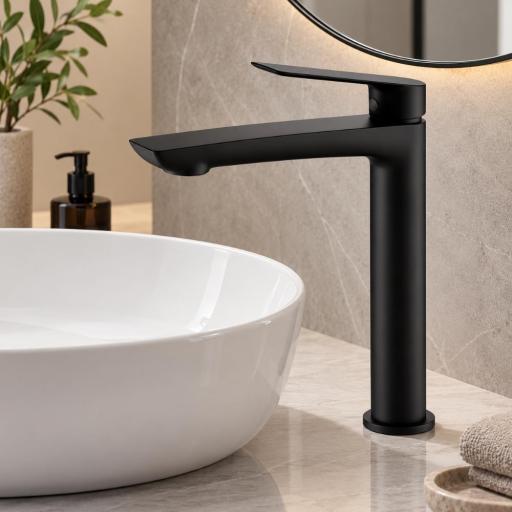 Grifo lavabo alto monomando Luxor negro mate de Imex