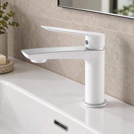 Grifo lavabo monomando Luxor blanco mate de Imex