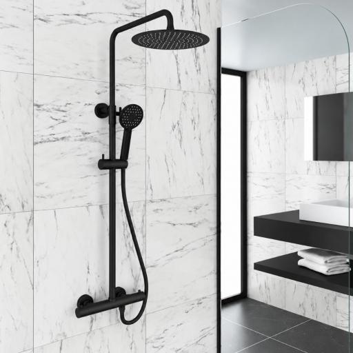 Columna de ducha termostatica Round Elite negro mate de Gme