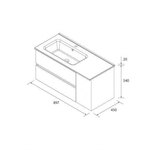 Mueble de baño Bequia suspendido 2 cajones + 1 puerta roble áfrica de Salgar [3]