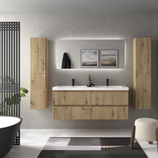 Mueble de baño Kira 4 cajones 140cm 2 senos suspendido de Salgar [2]