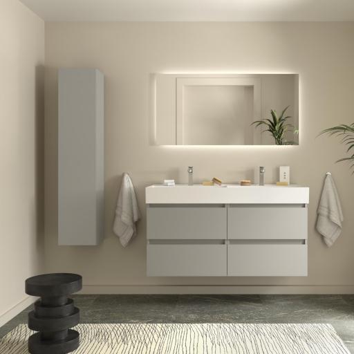 Mueble de baño Bequia 2 o 4 cajones suspendido con lavabo Veneto gris mate de Salgar [1]