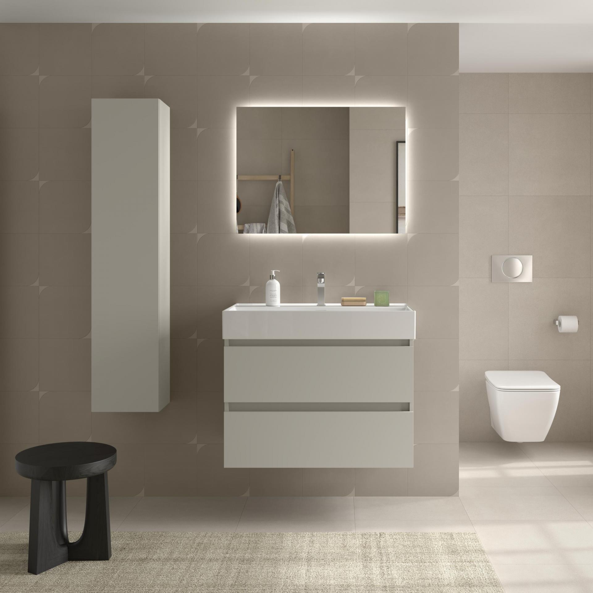 Mueble de baño Bequia 2 o 4 cajones suspendido con lavabo Veneto gris mate de Salgar