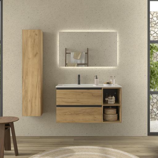 Mueble de baño Bequia Plus Metal suspendido 2 cajones 2 huecos de Salgar [1]