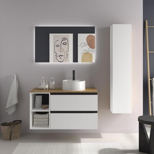 Mueble de baño sobre encimera Bequia Plus Metal suspendido 2 cajones 2 huecos blanco mate de Salgar [0]