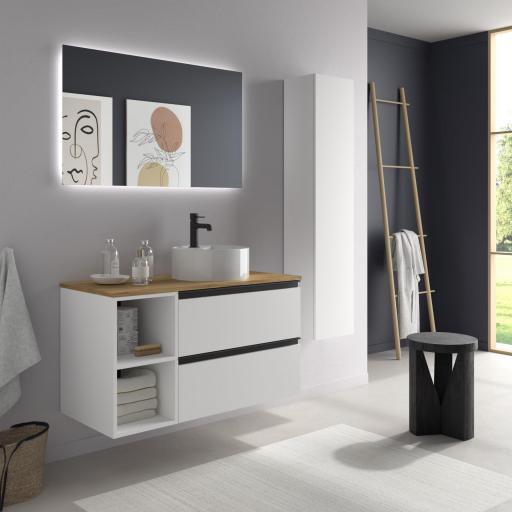 Mueble de baño sobre encimera Bequia Plus Metal suspendido 2 cajones 2 huecos blanco mate de Salgar [1]