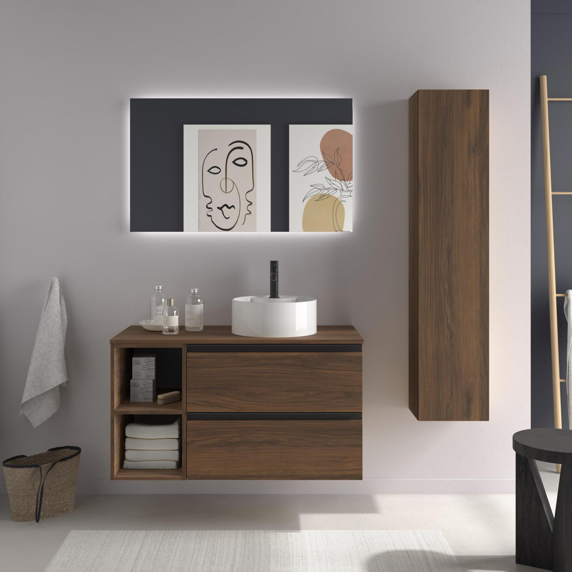 Mueble de baño sobre encimera Bequia Plus Metal 2 cajones 2 huecos de Salgar