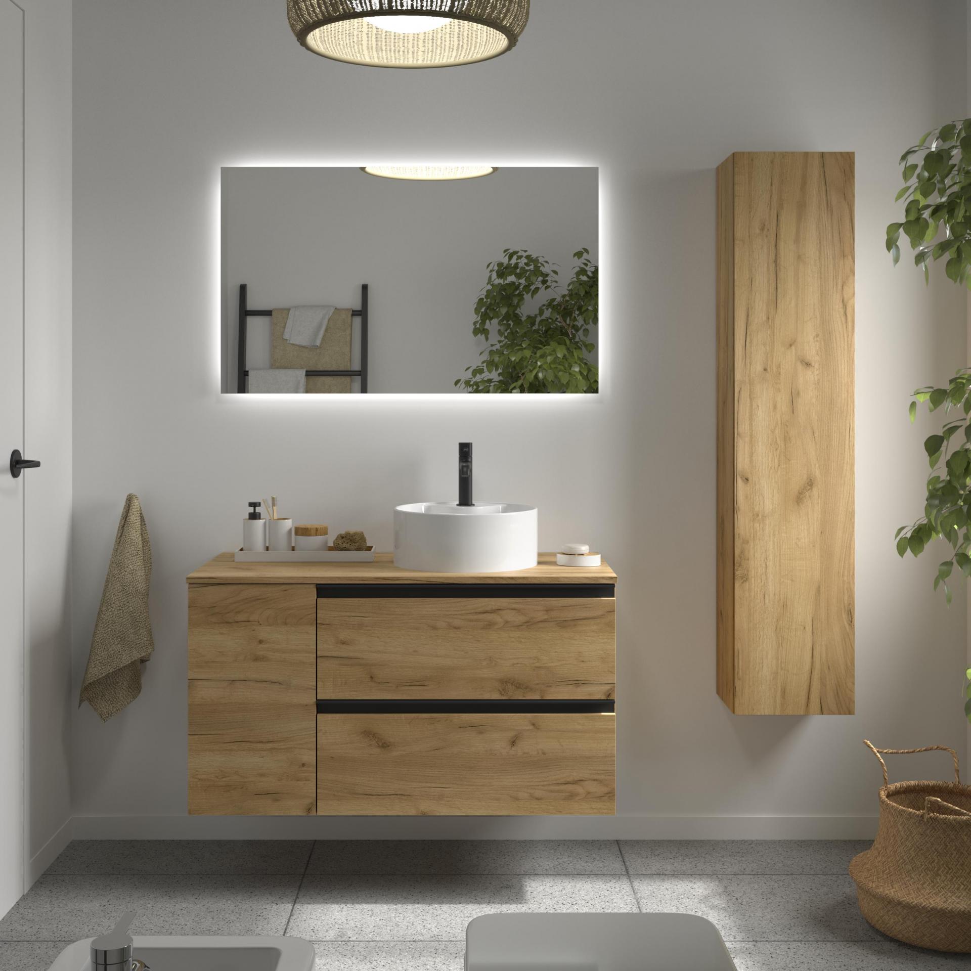 Mueble de baño sobre encimera Bequia Plus Metal suspendido 2 cajones 1 puerta de Salgar