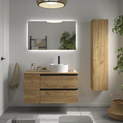 Mueble de baño sobre encimera Bequia Plus Metal suspendido 2 cajones 1 puerta de Salgar